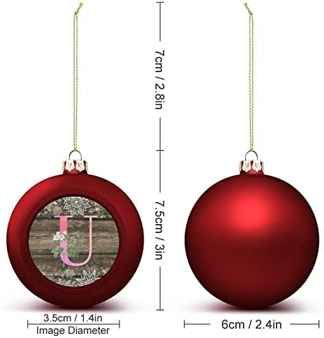 Ornamento de bola de Natal do monograma floral personalizado, ornamento inicial da carta ， Monograma Letra Inicial