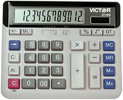 Victor 2140 calculadora de mesa de funções padrão de 12 dígitos, teclas grandes, bateria e híbrido