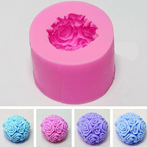 Molde de vela de bola de rosa 3D, molde de silicone de flor de rosa para fabricação de velas diy, mini -fone