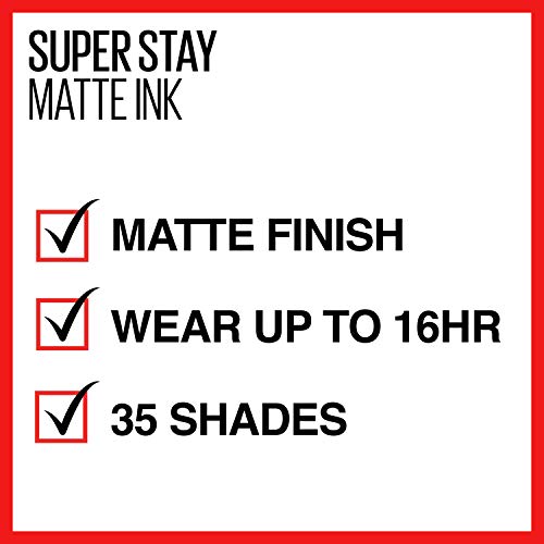 Maybelline Super Stay Stay Ink Liquid Liquid Batom Makeup, Cor de alto impacto duradoura, até