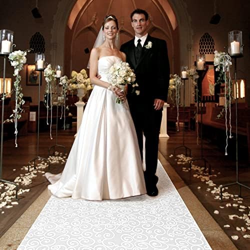 Healon 50 x 3 pés, corredor de casamento, White Aisle Runner Rug com Pull String para Cerimônia de Casamento
