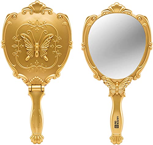 Minfleto decorativo da mão decorativa | Belas claramente Butterfly Design espelhos de mão com alça | Espelho