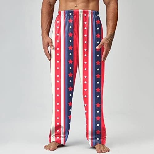 American Flag Pijama Calças de verão verão Longo PJ Long Bottoms Cintura elástica de pernas largas