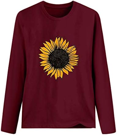 Camisetas femininas para camisetas de impressão de verão Top Top Sunflower Pullover O-Gobes Molina de Blusa Long