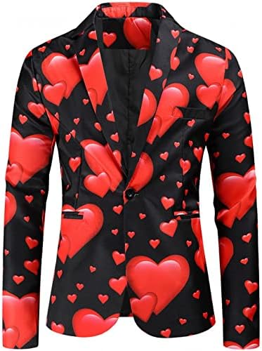 Blazer do Dia dos Namorados Akimpe para homens, casaco de estampa de coração amor