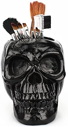 Creative Black Black Skull Pen e Cup Helder Acessórios da mesa Decoração de crânio Goth Presens Skull Makeup