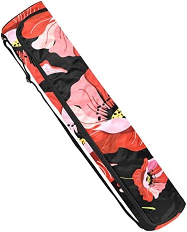 Ratgdn Yoga Mat Bag, Pospias vermelhas florais Exercício de ioga transportadora de tape