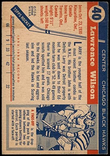 1954 Topps 40 Larry Wilson Chicago Blackhawks VG+ Blackhawks