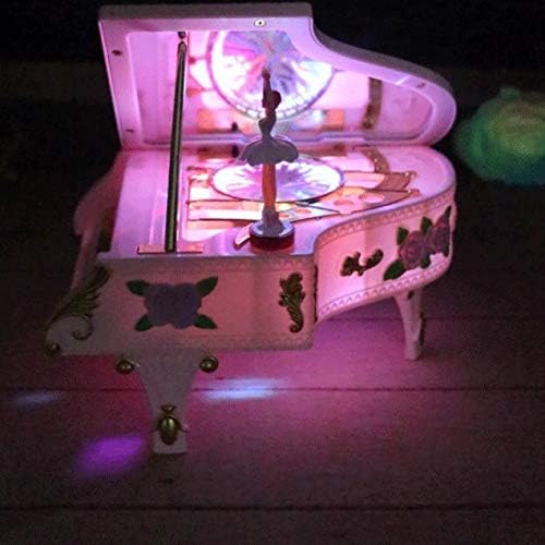 Wybfztt-188 Caixa de música para piano rosa LED LED Light Music Jewelry Box Girling Ballet Girl Music
