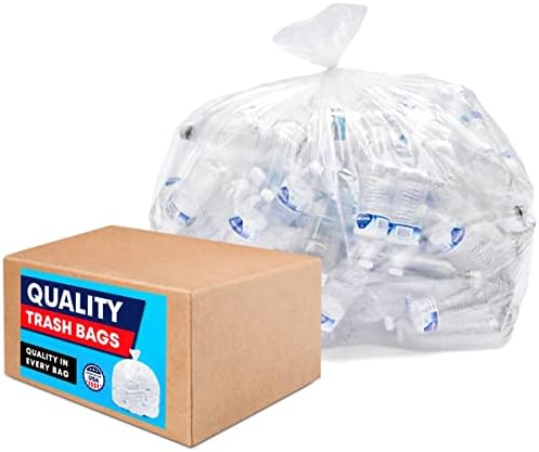 Sacos de lixo transparentes, 33 galões, grandes sacos de lixo de reciclagem de plástico transparente,