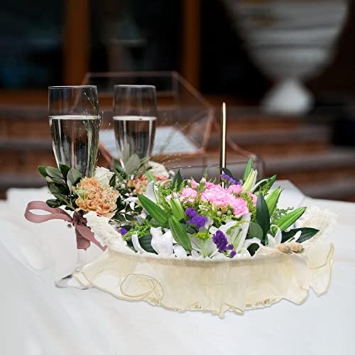 Vaso vaso mini tecido de tecido recipiente de flor: cesto de lda de renda rústica cesta de cesto
