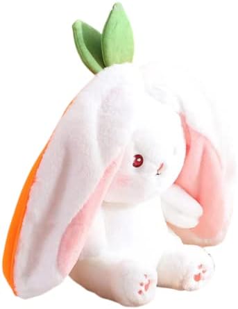 Xiyuan Strawberry Rabbit Backed Animal, almofada de brinquedo de cenoura de coelho macia, reversível