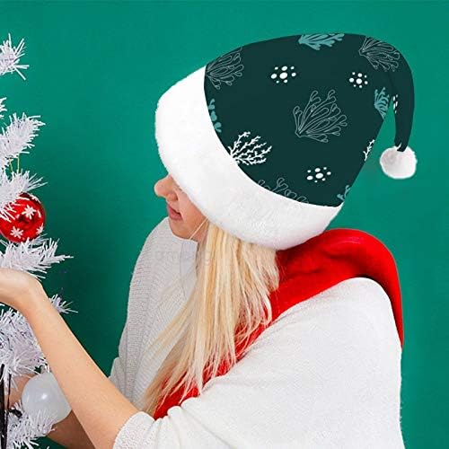 Chapéu de Papai Noel de Natal, chapéu de férias de Natal de Coral Verde para adultos, Hats de Natal de Comforto