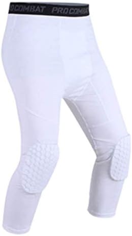 Calças acolchoadas para jovens Tuoy com joelheira 3/4 calças de compressão Capri para tamanhos de juventude de beisebol de futebol de basquete