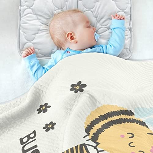Cobertor de abelhão ocupado cobertor de algodão para bebês, recebendo cobertor, cobertor leve e macio para berço,