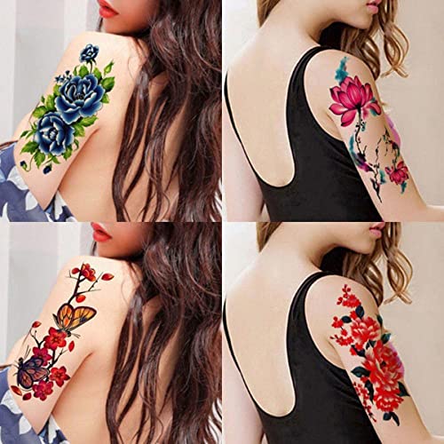8 folhas 3d Adesivos de tatuagem de flores