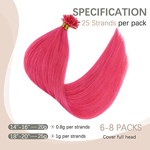 Extensões de cabelo rosa Real Human Hair-Fita em extensões de cabelo 10pcs 25g e u ponta Extensões de cabelo