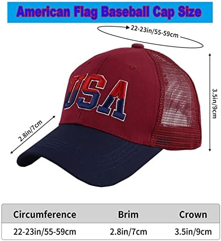 Fxbwhtey sinalizador americano tampas de beisebol para homens mulheres, USA Trucker Hats, chapéu de malha de algodão
