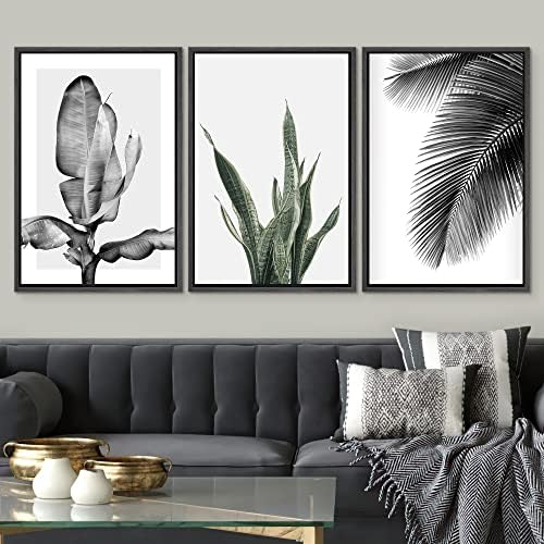 SignWin enquadrado Trio de arte de parede de impressão de palmeiras e cobras suculentas plantas florais fotografia