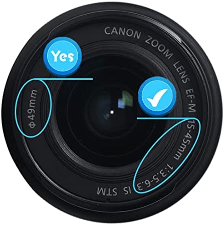Tampa de tampa de lente de 49 mm compatível para Canon EOS M50 EF-M 15-45mm f/3.5-6.3 é lente STM, para EOS