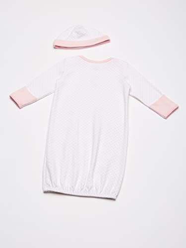 Little Me Baby Girls Hat Hat Set Infant e Toddler Nightgowns, Branco/Rosa, 0-3 meses nós