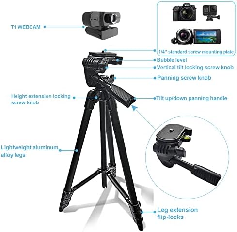 NUNET 1080P Webcam USB w. Microfone e Stand para streaming de câmera PC compatível w. Windows Android & Mac