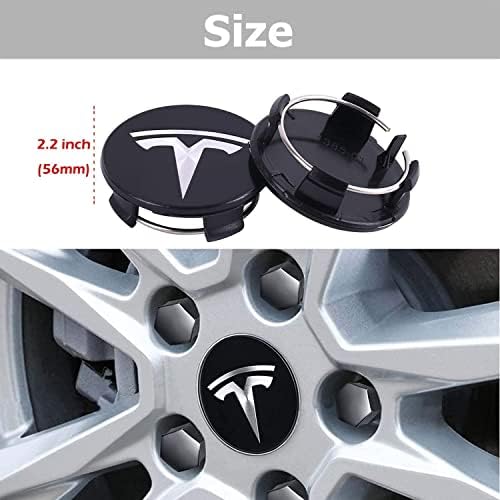 Kit de tampa do cubo central do carro preto compatível com Tesla modelo 3 modelo s modelo x - 4 tampas centrais