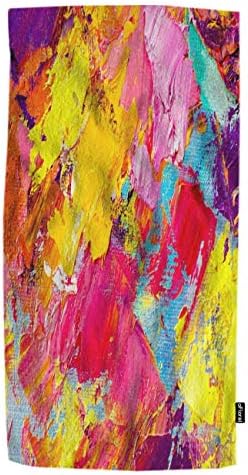 Pintura a óleo ocorrida em toalhas de mão de lona absorvente textura brilhante multicolorida toalha de algodão