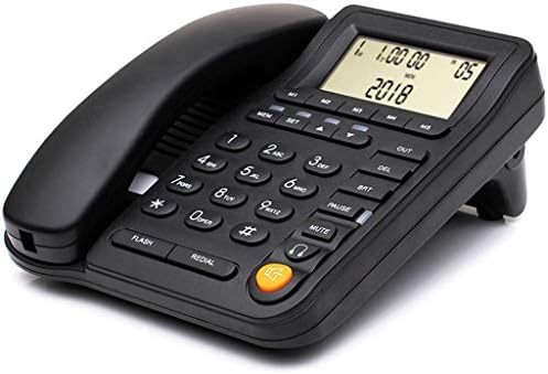 Telefone preto xjjzs, telefone com fio, com viva -voz, parede de mesa com botão grande com fio montado com preto