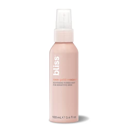Bliss Rose Gold Rescue Toner Mist, spray de rosto calmante e refrescante | Água de flor de rosa