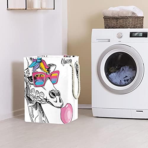 Cool Giraffe Unicorn Laundry Tester Tester embutido embutido com suportes destacáveis ​​cesta de lavanderia