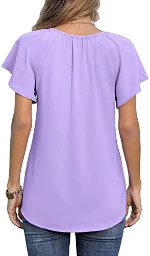 Top Tee for Womens Summer Summer outono 2023 Roupas Trendy Sleeve curta V pescoço Peplum Ripped Casual Shirt AG AG