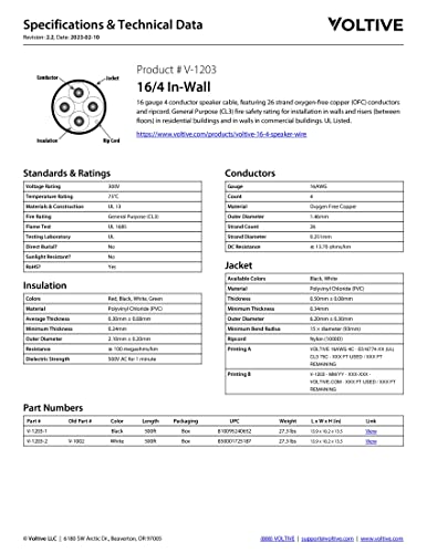 Fio de alto -falante voltivo de 16/4 - 16 awg/bitola 4 condutor - UL listado na parede classificada - cobre sem