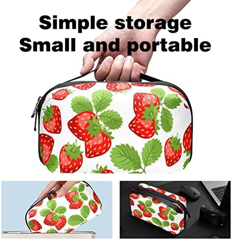 Tropical Summer Fruit Fruit Red Strawberry Pattern Electronics Organizador, Saco de armazenamento de cabo