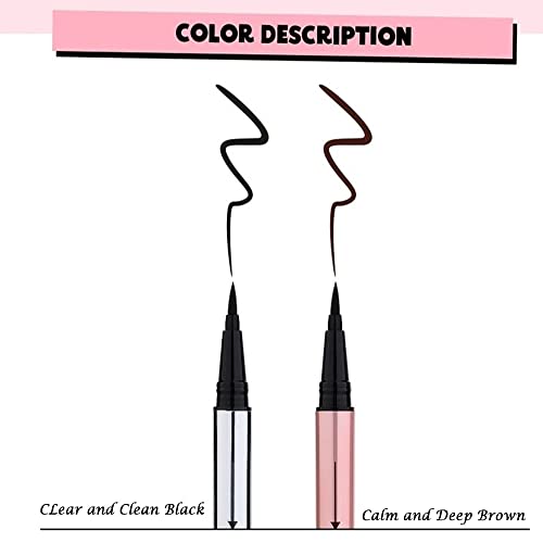 Eyeliner de caneta de escova não remante 2 cores / delineador fácil de desenhar Eyeliner / Pencil