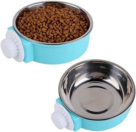 UpsCool Crate Dog Bowl, Removável Aço inoxidável pendurado Pet Cage Bowl Comida e alimentador de água Copa