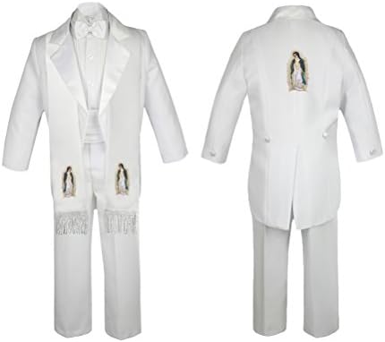 Unotux Baby Boy Batening Baptism Church White Tail Suit Mary Maria roubou o SM-7