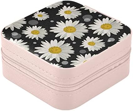Alaza Daisy Flower Floral Dot Small Jewelry Box for Women Girls Homens de Jóias de Viagem de Jóias PU