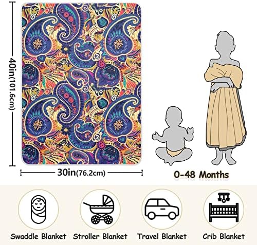 Xigua Paisley Paptery Padrão vintage Cobertores para meninos meninas, 30 x 40 polegadas Super Soft Toddler Recém