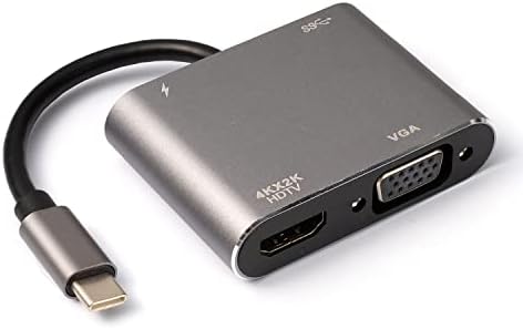 USB TIPO C 4 em 1 Hub para PD, 4K HDMI, VGA e Adaptador USB 3.0, projeção de tela de suporte e arquivos multimídia