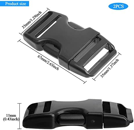 YXQ Plastic Flop Libele Fuckle Clip 2 Definir cinto de correia para reparo de mochila de pulseira de bagagem larga, preto