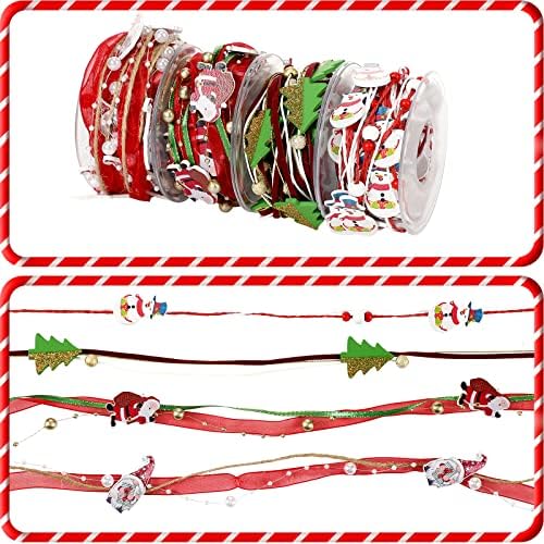 DinGion 4 Rolls Bads Ribbon para a árvore de Natal, Fita de cordão de pérola da árvore da árvore
