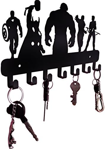 Heavenlykraft Superheros Montado com a parede Metal Key, organizador -chave, gancho de chave