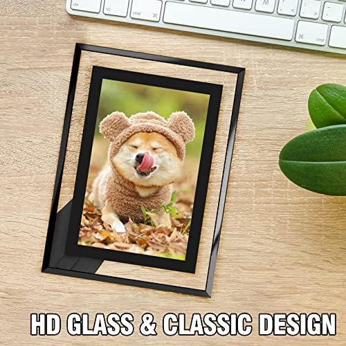 Hikwadery 4x6 Frames de quadros de 2, quadro de foto de vidro real preto HD Grande presente, apenas para
