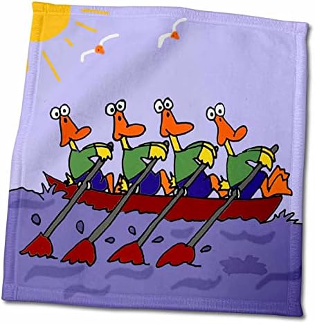 3drose All Smiles Art Funny - Ducks engraçados em um barco de barco - Toalhas