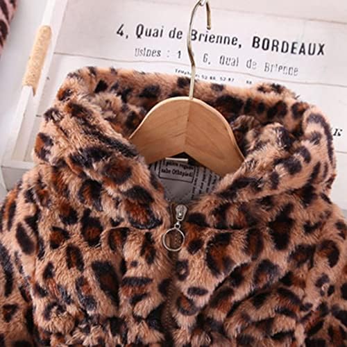 Jaqueta de casaco com capuz de hapão de leopardo quente bebê de inverno, garotas garotas à prova de vento,