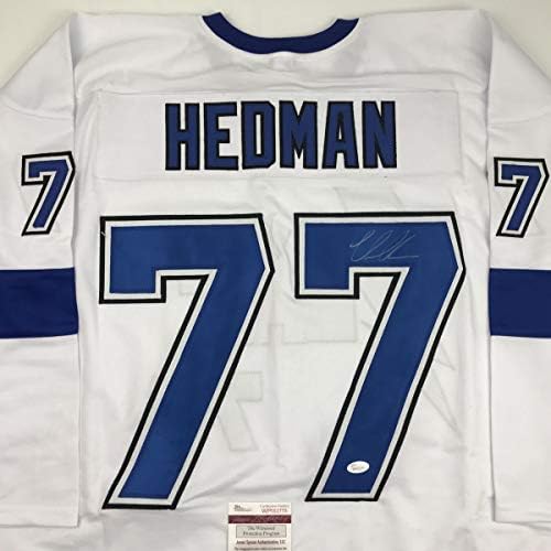 Autografado/assinado Victor Hedman Tampa Bay Jersey White Hockey JSA CoA