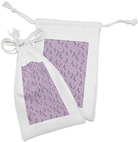 Conjunto de bolsas de tecido de unicórnio de Ambesonne de 2, origami poligonal inspirado em um layout monocromático,