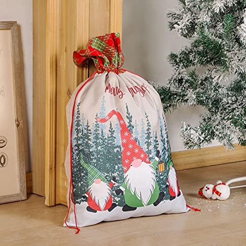 ISI489 Decorações de Natal Linen Elk Impresso Christmas Gift Gift Bag