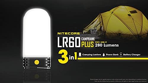 Nitecore LR60 280 Lumen USB Pocket Camping Lantern com cabo USB Eco-Sensa